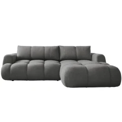 Divano letto con angolo a destra 4 posti 270x173cm con contenitore tessuto bouclé grigio scuro Litos