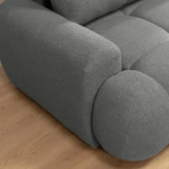 Divano letto con angolo a destra 4 posti 270x173cm con contenitore tessuto bouclé grigio scuro Litos