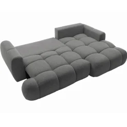 Divano letto con angolo a destra 4 posti 270x173cm con contenitore tessuto bouclé grigio scuro Litos