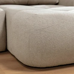 Divano letto con angolo a sinistra 4 posti 270x173cm con contenitore tessuto bouclé bianco crema Litos