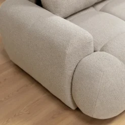 Divano letto con angolo a sinistra 4 posti 270x173cm con contenitore tessuto bouclé bianco crema Litos