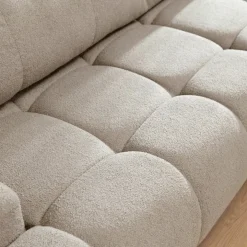 Divano letto con angolo a sinistra 4 posti 270x173cm con contenitore tessuto bouclé bianco crema Litos
