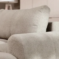 Divano letto con angolo a sinistra 4 posti 270x173cm con contenitore tessuto bouclé bianco crema Litos