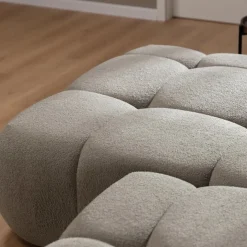 Divano letto con angolo a sinistra 4 posti 270x173cm con contenitore tessuto bouclé grigio tortora Litos