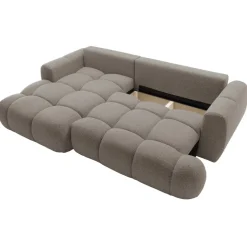 Divano letto con angolo a sinistra 4 posti 270x173cm con contenitore tessuto bouclé grigio tortora Litos