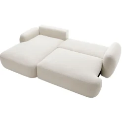 Divano letto con angolo a sinistra 4 posti 275x175cm con contenitore imbottito beige Aurum