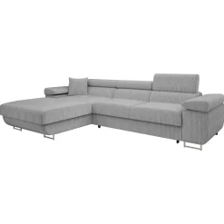 Divano letto con angolo a sinistra 4 posti 280x170cm box contenitore a coste grigio Elvio