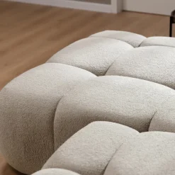 Divano letto con angolo a sinistra 4 posti 270x173cm con contenitore tessuto bouclé beige Litos