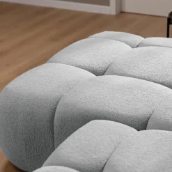 Divano letto con angolo a sinistra 4 posti 270x173cm con contenitore tessuto bouclé grigio chiaro Litos