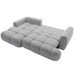 Divano letto con angolo a sinistra 4 posti 270x173cm con contenitore tessuto bouclé grigio chiaro Litos