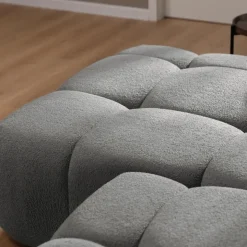 Divano letto con angolo a sinistra 4 posti 270x173cm con contenitore tessuto bouclé grigio scuro Litos