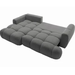 Divano letto con angolo a sinistra 4 posti 270x173cm con contenitore tessuto bouclé grigio scuro Litos
