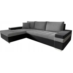 Divano letto matrimoniale angolare reversibile 3 posti 274cm grigio nero Apollina