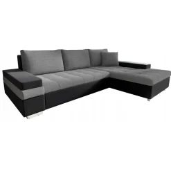 Divano letto matrimoniale angolare reversibile 3 posti 274cm grigio nero Apollina