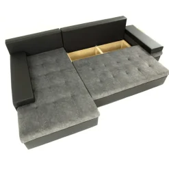 Divano letto matrimoniale angolare reversibile 3 posti 274cm grigio nero Apollina