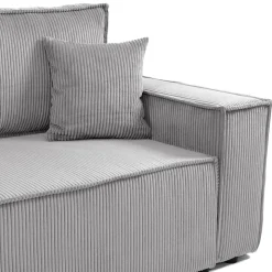 Divano letto matrimoniale 3 posti 245x90cm velluto a coste grigio Ploffy