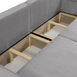 Divano letto matrimoniale 3 posti 245x90cm velluto a coste grigio Ploffy