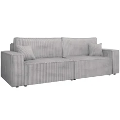 Divano letto matrimoniale 3 posti 245x90cm velluto a coste grigio Ploffy
