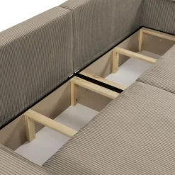 Divano letto matrimoniale 3 posti 245x90cm velluto a coste tortora Ploffy