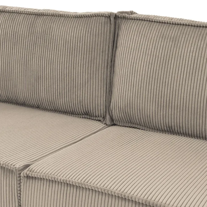 Divano letto matrimoniale 3 posti 245x90cm velluto a coste tortora Ploffy