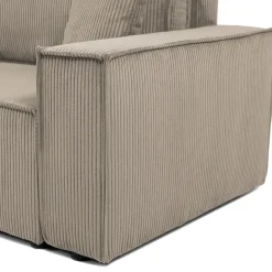Divano letto matrimoniale 3 posti 245x90cm velluto a coste tortora Ploffy