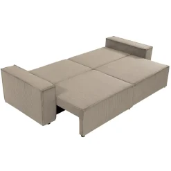 Divano letto matrimoniale 3 posti 245x90cm velluto a coste tortora Ploffy