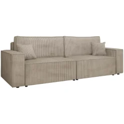 Divano letto matrimoniale 3 posti 245x90cm velluto a coste tortora Ploffy