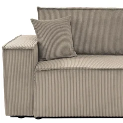 Divano letto matrimoniale 3 posti 245x90cm velluto a coste tortora Ploffy