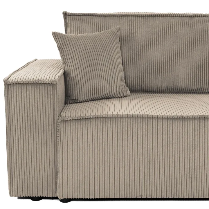 Divano letto matrimoniale 3 posti 245x90cm velluto a coste tortora Ploffy