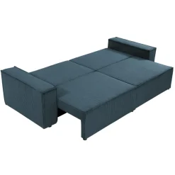 Divano letto matrimoniale 3 posti 245x90cm velluto a coste blu Ploffy