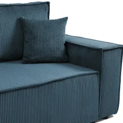Divano letto matrimoniale 3 posti 245x90cm velluto a coste blu Ploffy