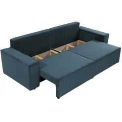 Divano letto matrimoniale 3 posti 245x90cm velluto a coste blu Ploffy