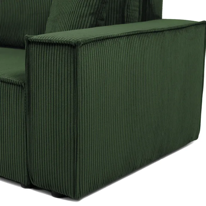 Divano letto matrimoniale 3 posti 245x90cm velluto a coste verde Ploffy