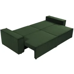 Divano letto matrimoniale 3 posti 245x90cm velluto a coste verde Ploffy