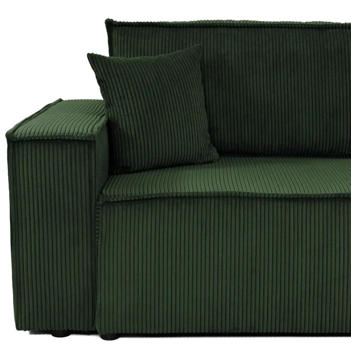 Divano letto matrimoniale 3 posti 245x90cm velluto a coste verde Ploffy