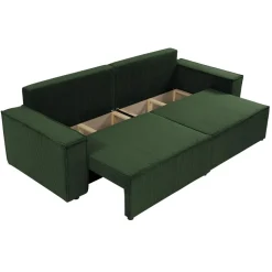 Divano letto matrimoniale 3 posti 245x90cm velluto a coste verde Ploffy