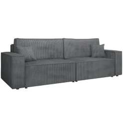Divano letto matrimoniale 3 posti 245x90cm velluto a coste grigio antracite Ploffy