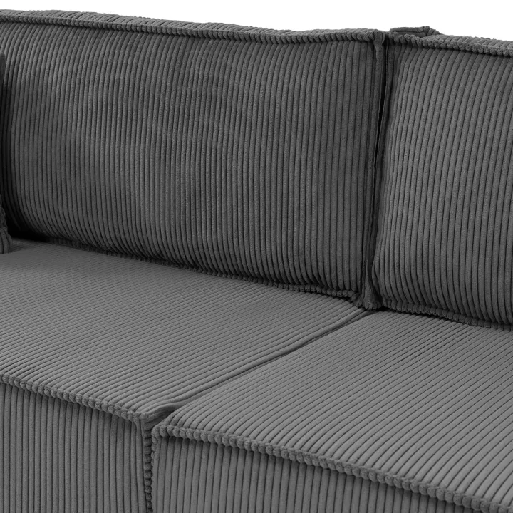 Divano letto matrimoniale 3 posti 245x90cm velluto a coste grigio antracite Ploffy