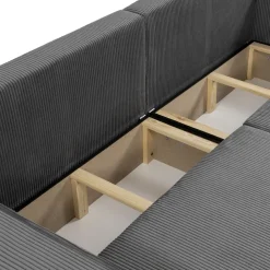 Divano letto matrimoniale 3 posti 245x90cm velluto a coste grigio antracite Ploffy