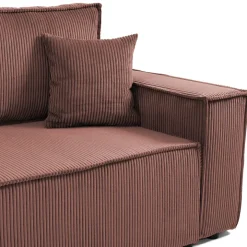 Divano letto matrimoniale 3 posti 245x90cm velluto a coste rosa Ploffy