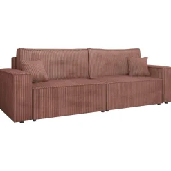 Divano letto matrimoniale 3 posti 245x90cm velluto a coste rosa Ploffy
