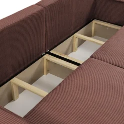 Divano letto matrimoniale 3 posti 245x90cm velluto a coste rosa Ploffy