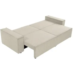 Divano letto matrimoniale 3 posti 245x90cm velluto a coste beige Ploffy