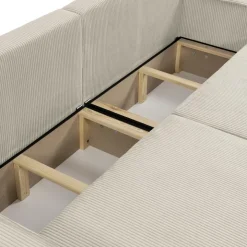 Divano letto matrimoniale 3 posti 245x90cm velluto a coste beige Ploffy