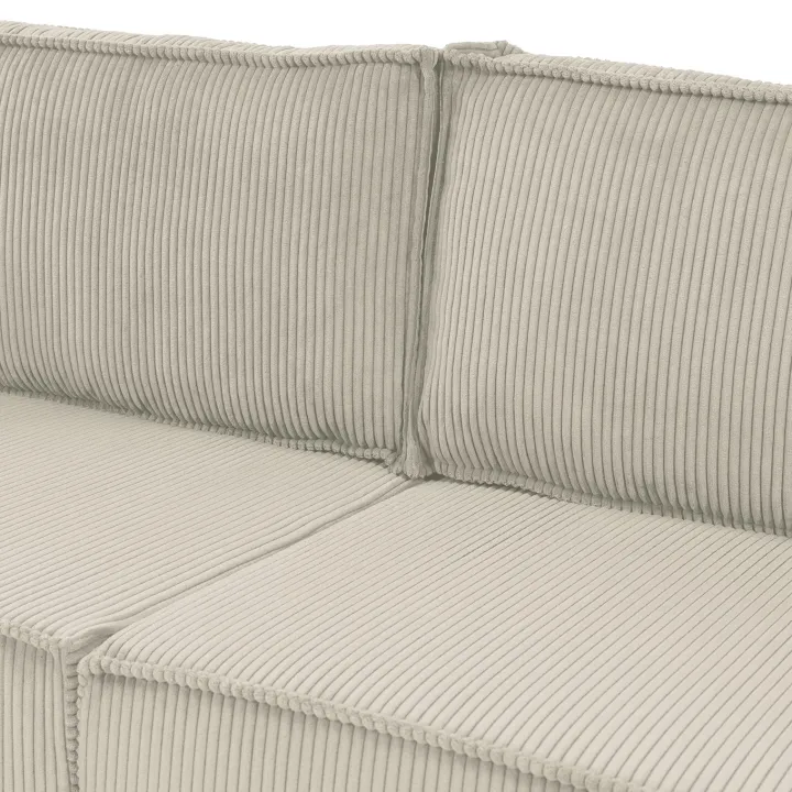 Divano letto matrimoniale 3 posti 245x90cm velluto a coste beige Ploffy
