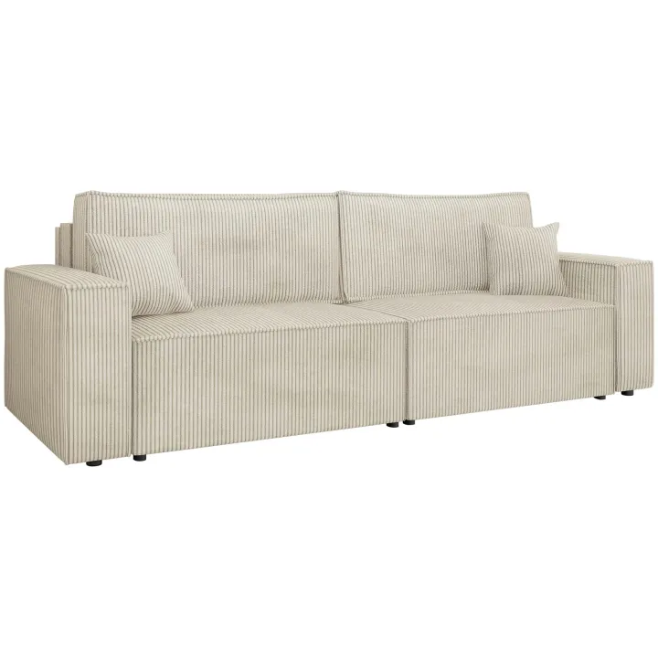 Divano letto matrimoniale 3 posti 245x90cm velluto a coste beige Ploffy