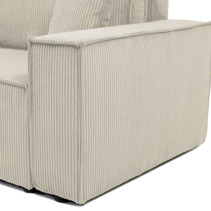 Divano letto matrimoniale 3 posti 245x90cm velluto a coste beige Ploffy