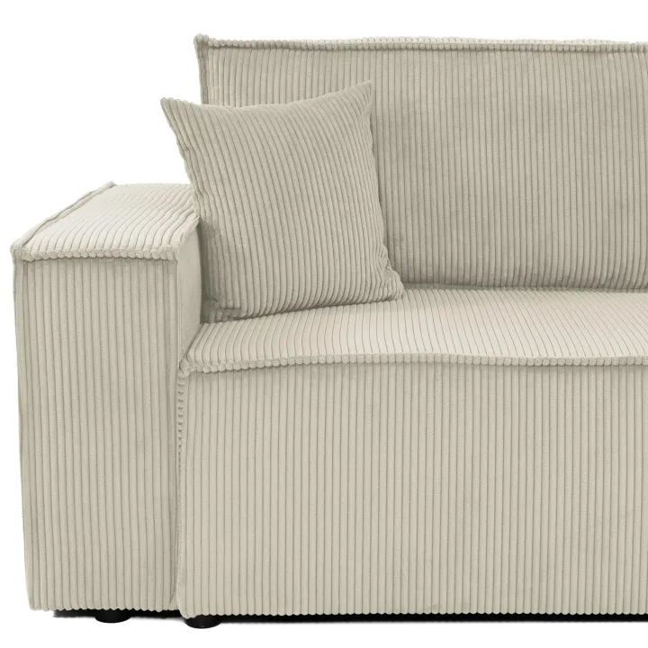 Divano letto matrimoniale 3 posti 245x90cm velluto a coste beige Ploffy