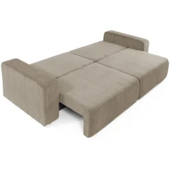 Divano letto matrimoniale 3 posti 248x90cm velluto a coste tortora Slurp