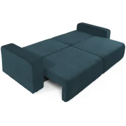 Divano letto matrimoniale 3 posti 248x90cm velluto a coste blu Slurp